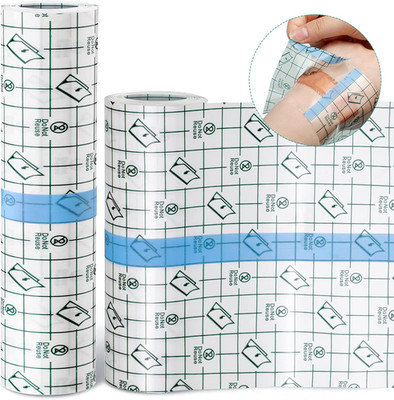 2 Rolls Transparent Stretch Adhesive Bandage Waterproof Tattoo Bandage round Tra