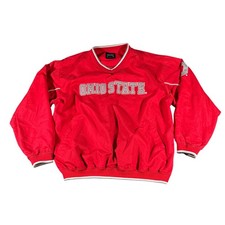 Ohio State Buckeyes Windbreaker Pullover Jacket Red V-Neck Mens XL Vintage Style