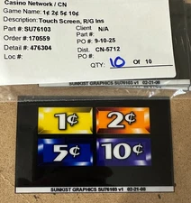 IGT  Multi Denom Reel Glass Insert S2000 S Plus SU76103 3.375 x 1.92