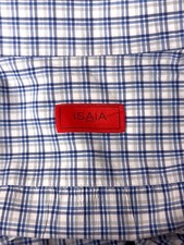 ISAIA Dress Shirt 17 / 43 Mens Blue Gray Check
