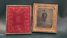 Original Civil War Tintype Union Soldier Full Standing Uniform Camp Backdrop...