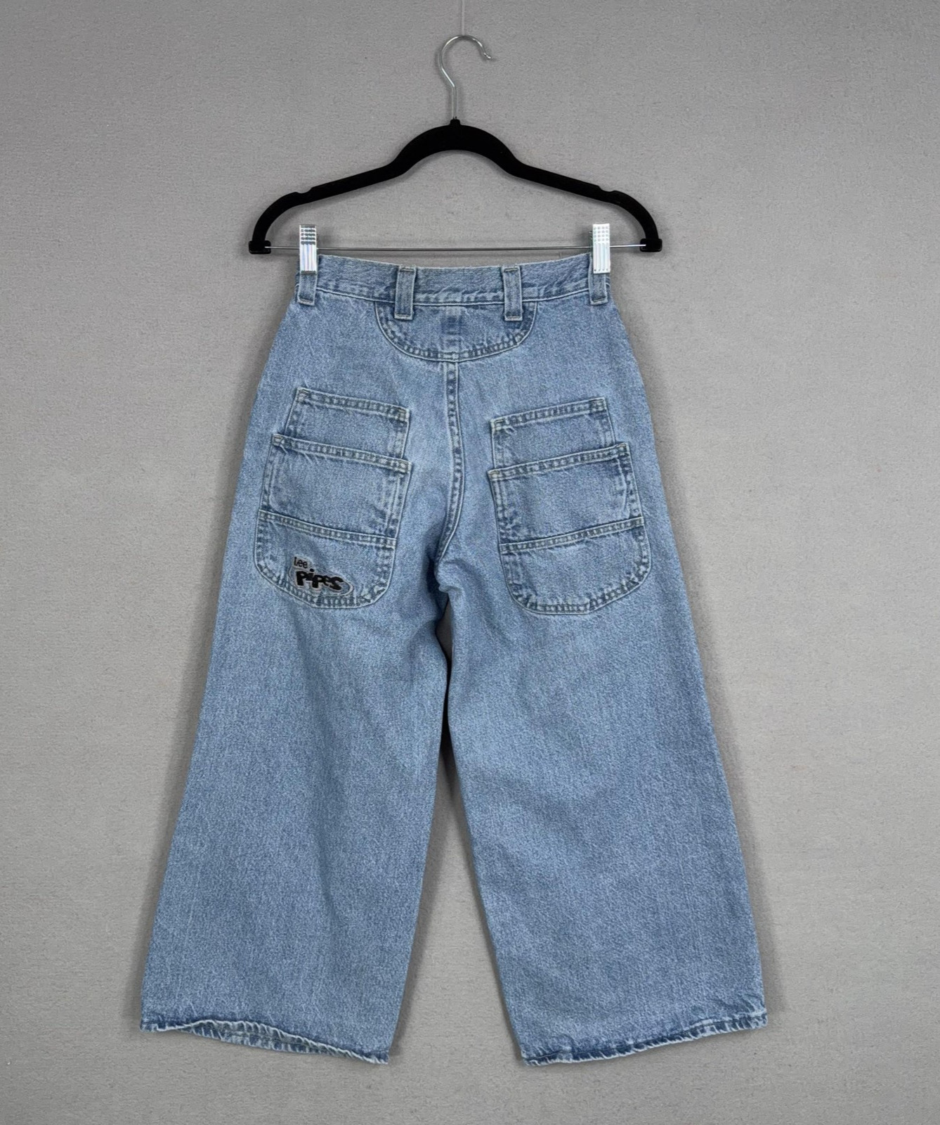Vintage Lee Pipes Jeans Youth Medium Baggy Wide Leg Grunge Denim Skater 90s
