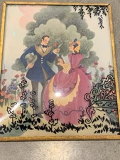 Vintage Silhouette Picture with Convex Glass – Couple