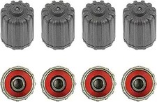 8 Pack Gray Plastic Tire Valve Stem Caps With Rubber Seal Short Replacement Val
