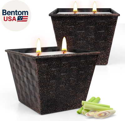 Citronella Candles Outdoor   2 Pack, 12Oz Each, Large Double-Wick Soy Wax Candle