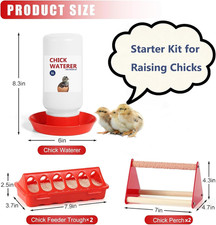 Chick Feeder Waterer Set 5 Pcs Baby Chicken Supplies Chicks Feeder Trough 1L Kit
