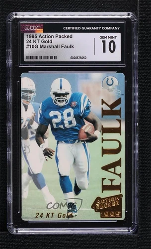 1995 Action Packed 24 KT Gold Marshall Faulk #10G CGC 10 Gem Mint HOF