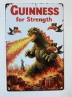 Guinness Beer Metal Sign - Guinness For Strength Retro Vintage Irish Godzilla