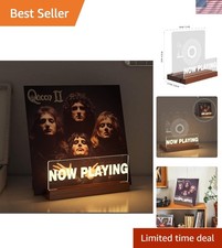 Light Up Now Playing Vinyl Record Stand, Wooden Acrylic Record Holder for Vin...