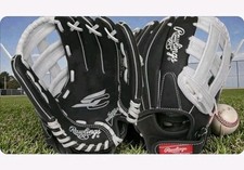 Rawlings Black/Gy Baseball Glove SC110BGH 11" RHT Sure Catch Youth Leather,NWOT
