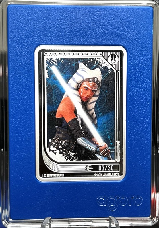 2026 Agoro STAR WARS Trading Coin AHSOKA TANO Sapphire 1oz Silver LOW COA #3!