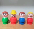 4 VTG Little People Blonde Girl, Freckled Girl, Girl With Blue Dress & Farmer