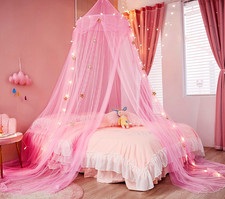Bed Canopy for Girls with Star Lights,Princess Canopy Bed Curtains Mosquito Net