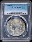 1881-S VAM-64 PCGS MS64 Morgan Silver Dollar - 90% Silver