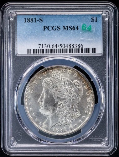 1881-S VAM-64 PCGS MS64 Morgan Silver Dollar - 90% Silver