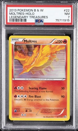 2013 POKEMON B&W LEGEND TREASURES #22 MOLTRES-HOLO PSA 7