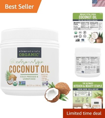 32 fl oz USDA Organic Extra Virgin Coconut Oil - Natural Cooking & Hair Oil