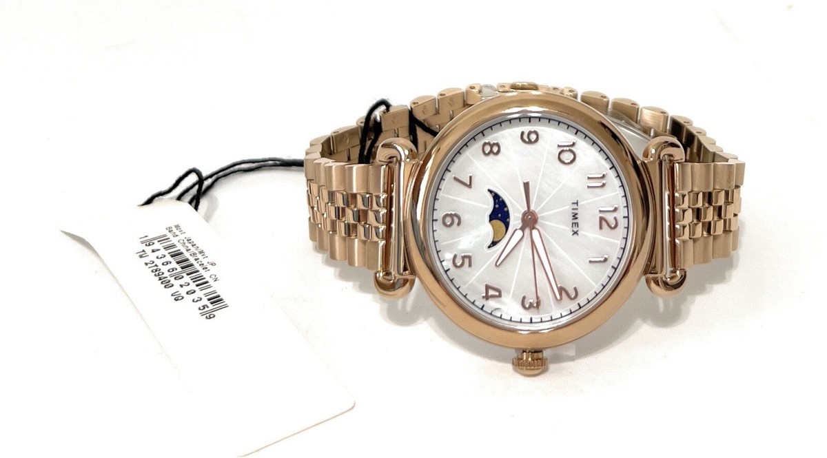 Timex Model 23 Moon Phase Rose Gold-Tone Case Ladies Quartz Watch