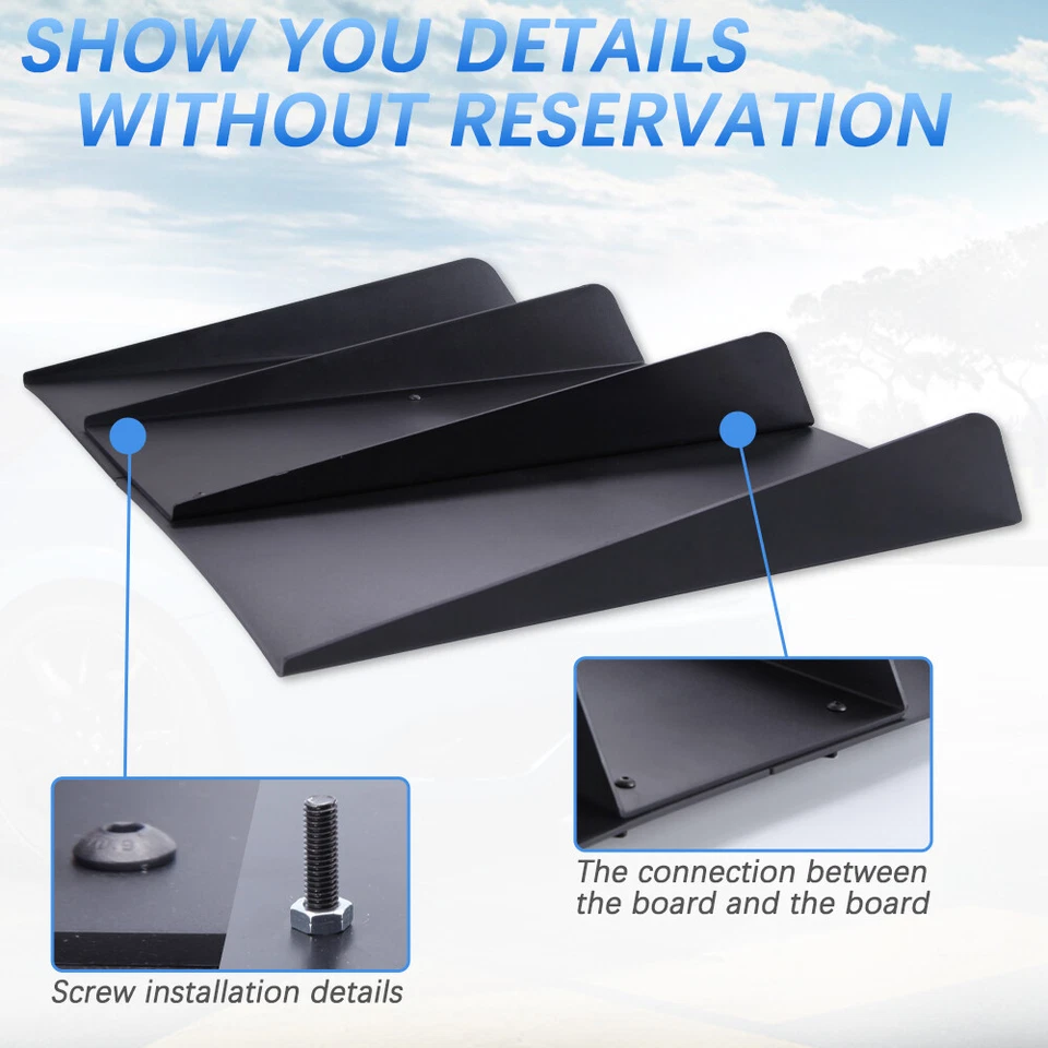 Parachoques difusor trasero 4 aletas alerón labio divisor negro 22"x 20" para Honda Civic Foto 4 de 4