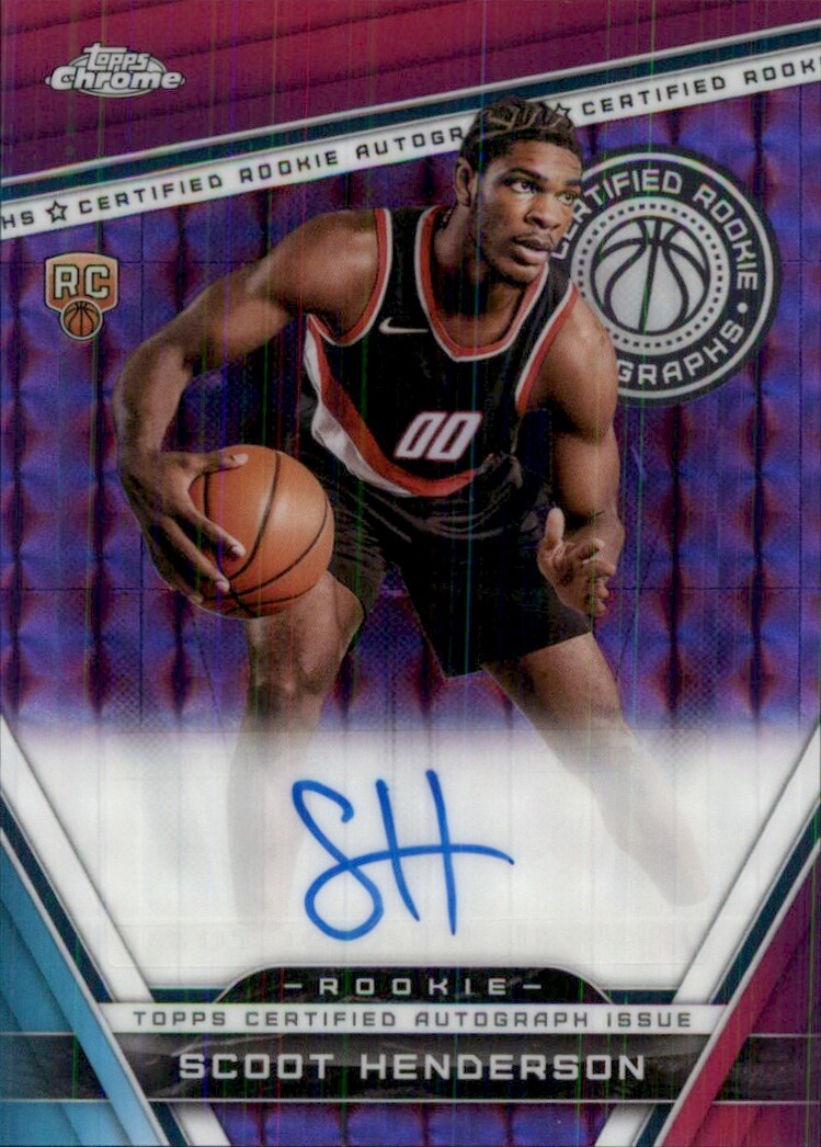 スクート・ヘンダーソン　直筆サインカード　SCOOT HENDERSON 2023-24 Topps Chrome Rookie Auto Purple Geometric Refractors