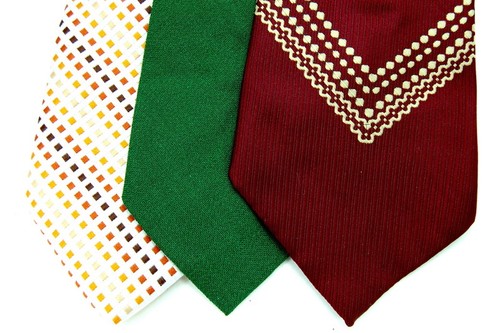 32 Vtg FAT WIDE POLY CRAFT NECKTIE TIES Quilting Sewing School Project LOT - Picture 4 of 11