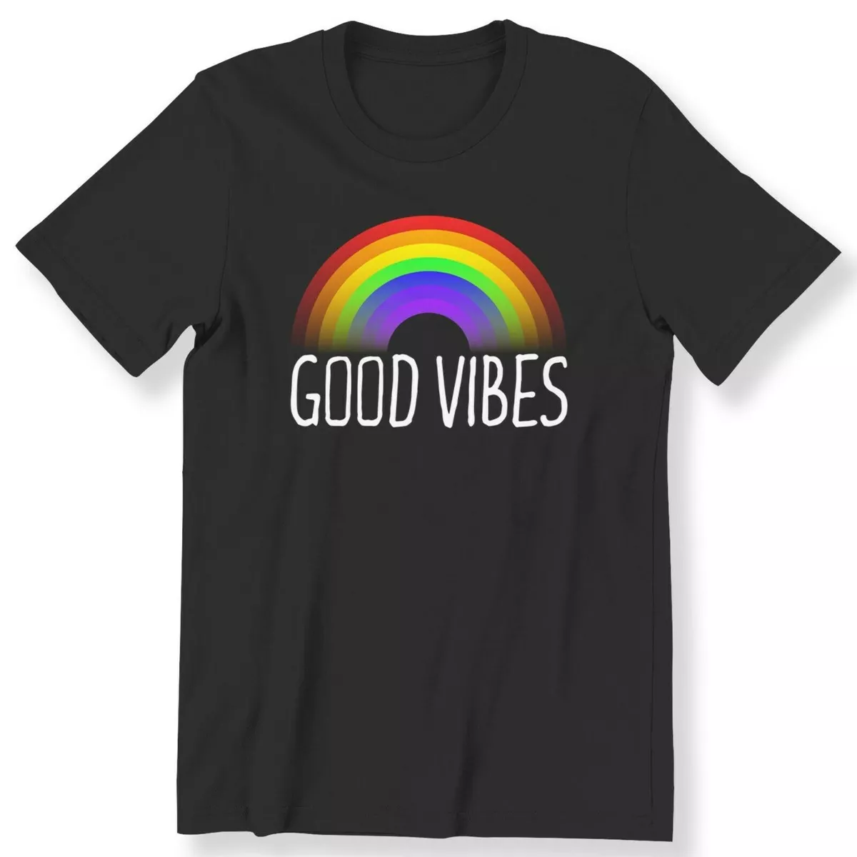 Rainbow Good Vibes Stay Safe Nice Gift Men\'s Ladies T-shirt 100% Cotton |  eBay