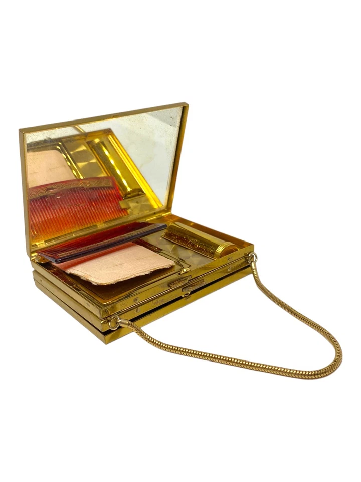 VTG 1950's Evening Vanity Mother of Pearl Purse Minaudiere w/Compact Lipstick - Image 3 of 4