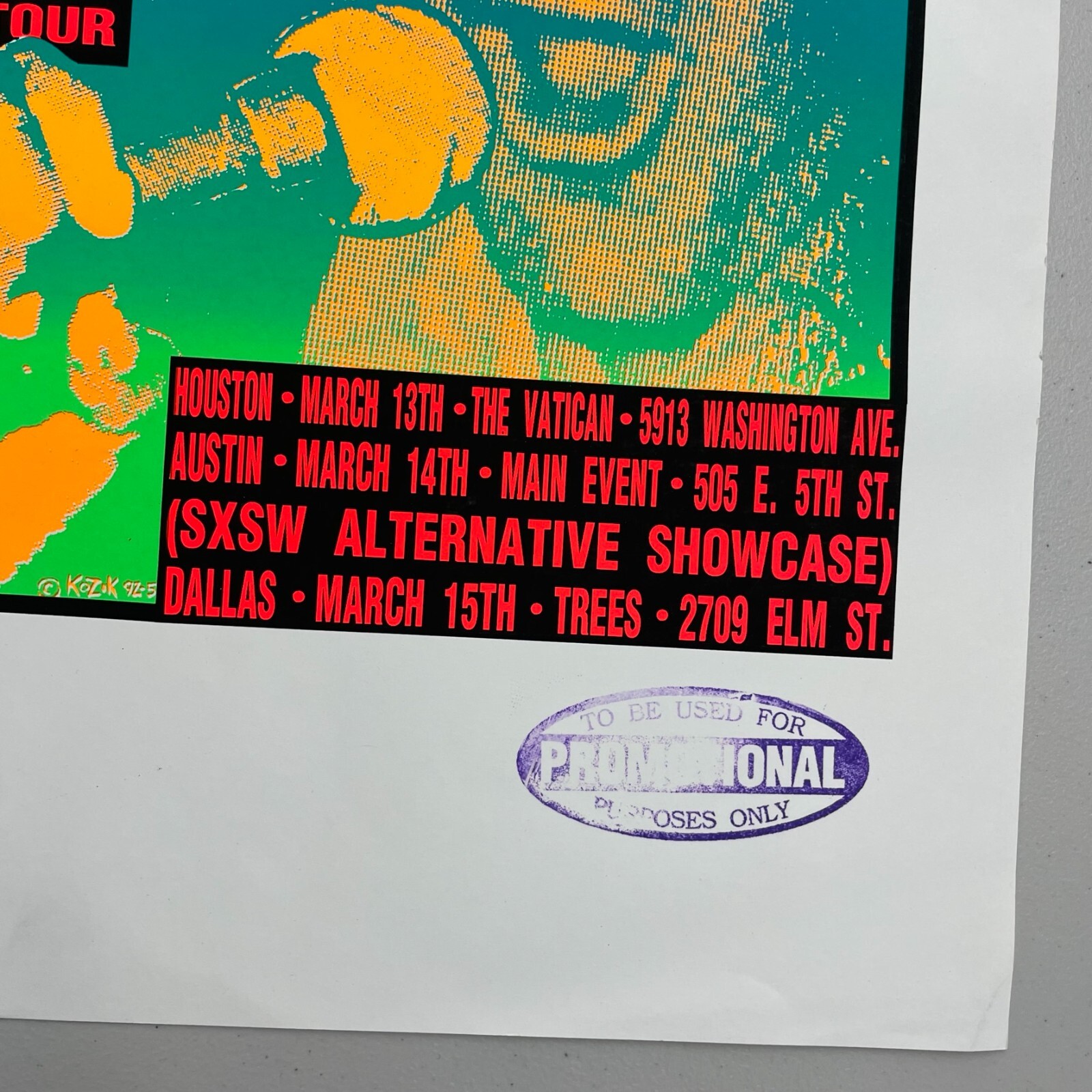 HELMET  L7  kozik  コジック　ポスター AUCTION - Helmet/L7 - Texas Tour '92 - Kozik Signed & Numbered