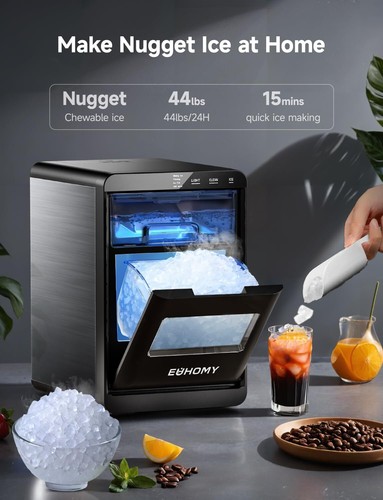 Nugget Ice Maker Countertop, 44Lbs/24H Pebble Ice Maker Machine, Self-Cleaning - Picture 2 of 7