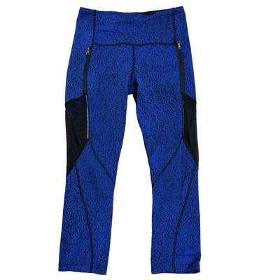 Lululemon Womens Sz 6 Blue Rush Hour 21  Crop Legging Mesh Panels