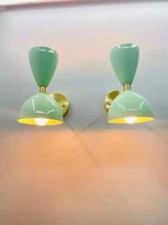 Pair 1950s Italian Diabolo Plug-In Wall Sconce Brass Stilnovo Mid Century Lamps