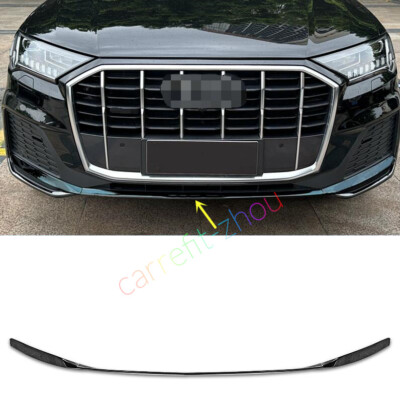 For AUDI SQ7 2020-2024 Stainless Front Bumper Lip Molding Strip Trim Black 1pcs