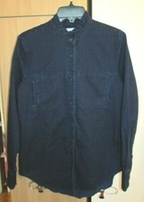 Women's OTHER STORIES Blue Shirt Button Front Long Sleeve Size 4