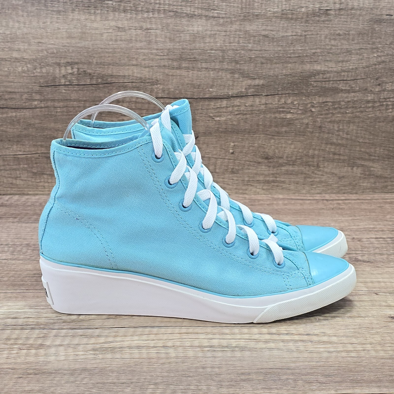Converse Chuck Taylor Hi Womens Size 8 Turquoise Wedge Sneakers with Hidden Heel-image