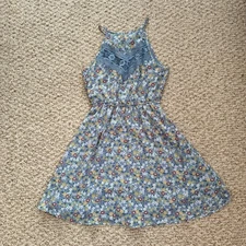 Miami Francesco Lace Halter Floral Dress XXS Cottagecore