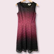 SD Collection Sheath Dress Women's 6 Black & Pink Ombre' Lace Jeweled Neckline