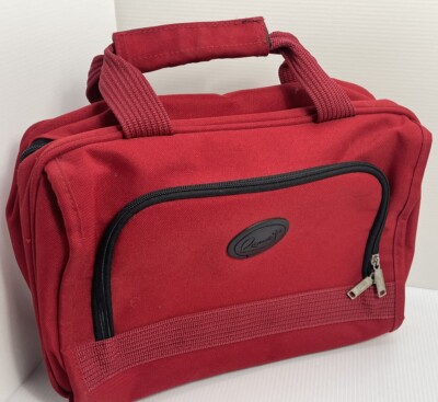 Ricardo Beverly Hills Toiletry Bag Red Multi Compartment Hanging Travel Bag  13”