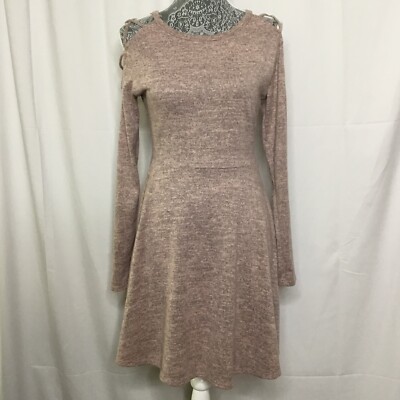 Alya Dress Women S Pink Round Neck Cold Shoulder Long Sleeve