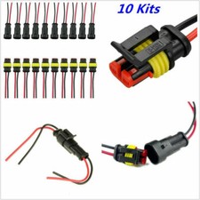 10Kit 2 Pin Waterproof Electrical Cable Wire Connector Plug Car Truck Motorcycle