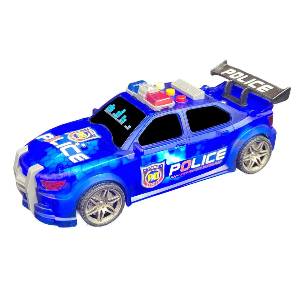 Modelo de coche de policía Push And Go accionado por fricción azul con luces para regalo para niños Foto 3 de 4