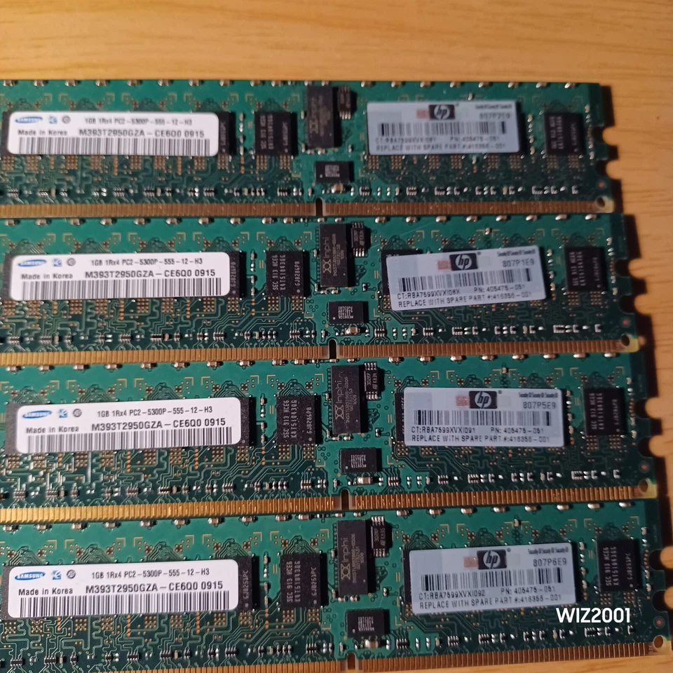 Lot 8x SAMSUNG (4) 1GB & ELPIDA (4) 512MB PC2-5300P Memory ECC RAM SERVER IBM HP - Image 3 of 4