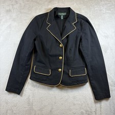 Ralph Lauren Lauren Jeans Co Black Gold Trim Blazer Jacket Womens 10 2060