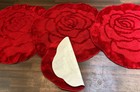 ROMANY WASHABLES MATS SUPER THICK ROSES RED SETS OF 4 3 X100X100CM + DOORMAT
