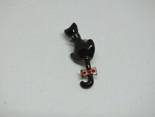 Beautiful Brooch Pin Black Tone Cat Articulating Tail Rhinestones 1 1/2x 5/8"