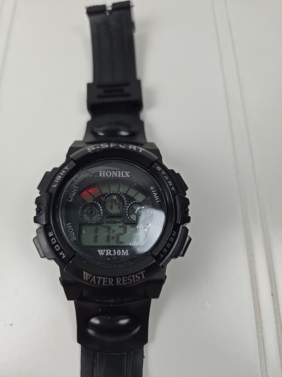 Honhx Digital S Sport Watch WR30M-black Stainless Steel Back Honhx Digital S Sport Watch WR30M-black Stainless Steel Back