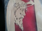 Handmade PATER NOSTER Jesus Saw Scroll Wood Christ Carving Picture Folk Art — photo 3