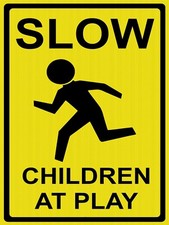 SLOW Children At Play 9" x 12" Metal Sign