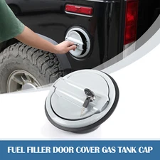 Door Gas Cap Cover Fuel Tank Door Lockable Locking Sliver For 2003-09 Hummer H2