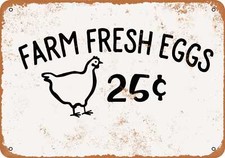 METAL SIGN - Farm Fresh Eggs 25 Cents -- Vintage Look