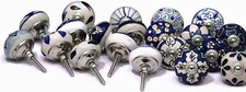 Lot of 20 PC Ceramic Door Knob Pull ARTY MULTI COLORED Cupboard Drawer Handles